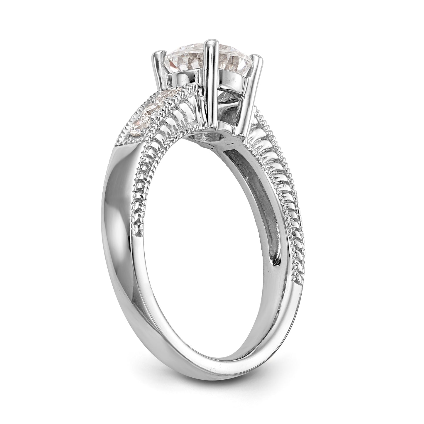 14K White Gold Simulated Diamond Engagement Ring