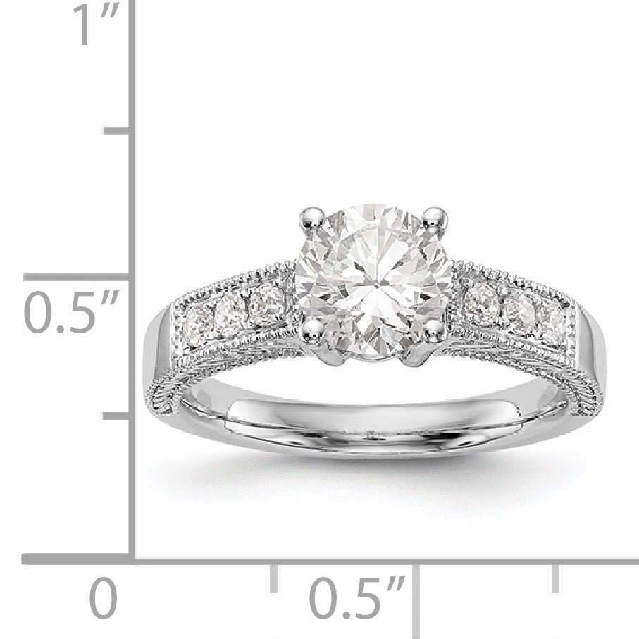 14K White Gold Simulated Diamond Engagement Ring