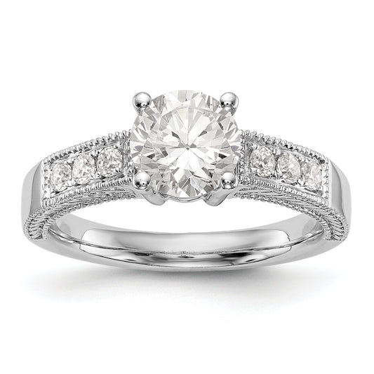 14K White Gold Simulated Diamond Engagement Ring