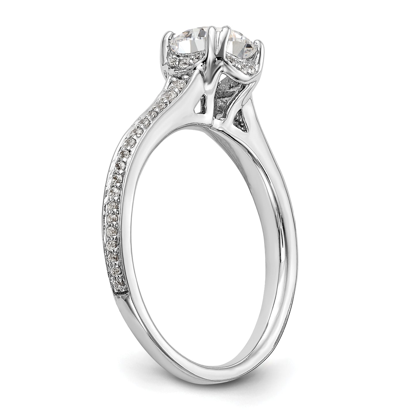 14K White Gold Simulated Diamond Engagement Ring