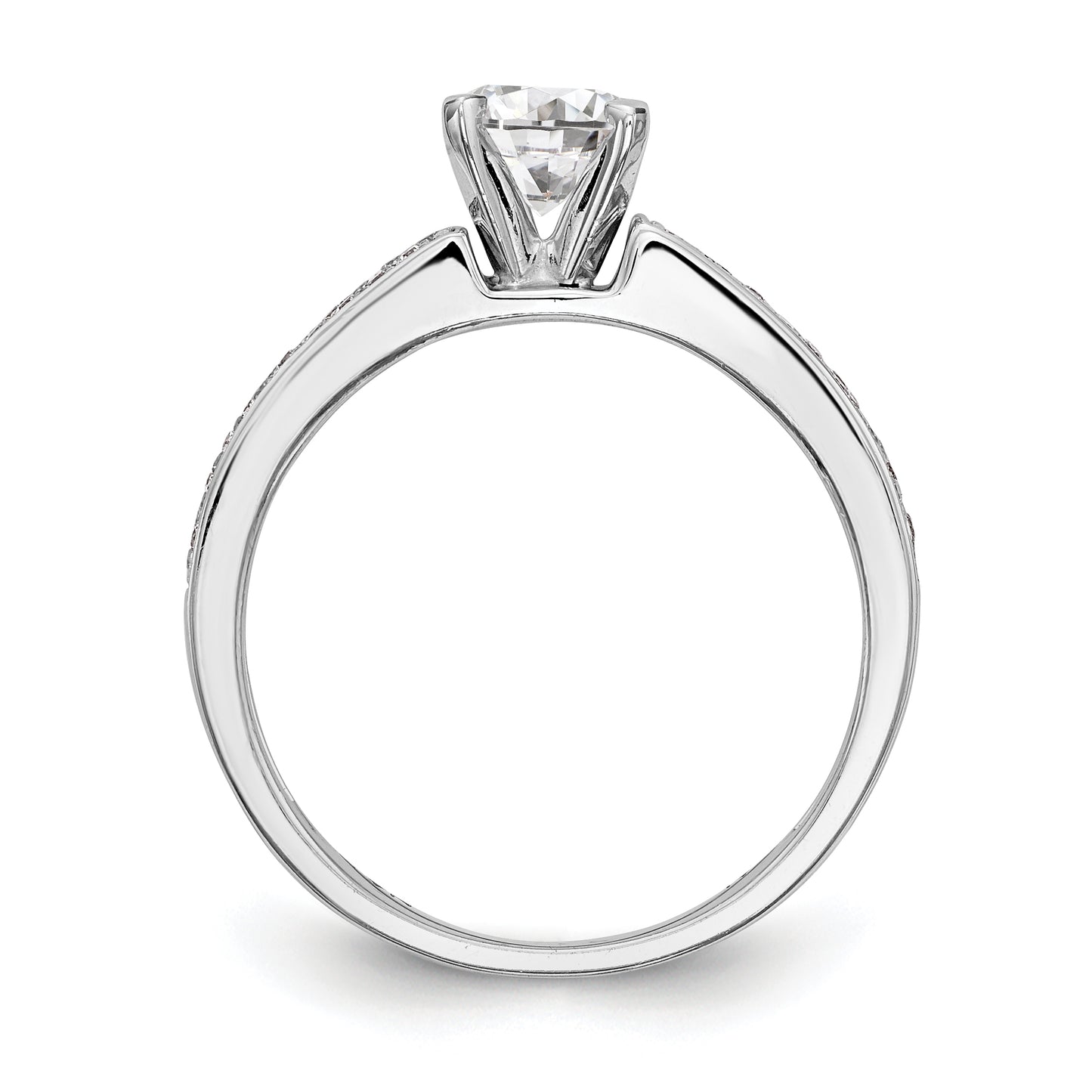 14K White Gold Diamond Peg Set CZ Engagement Ring