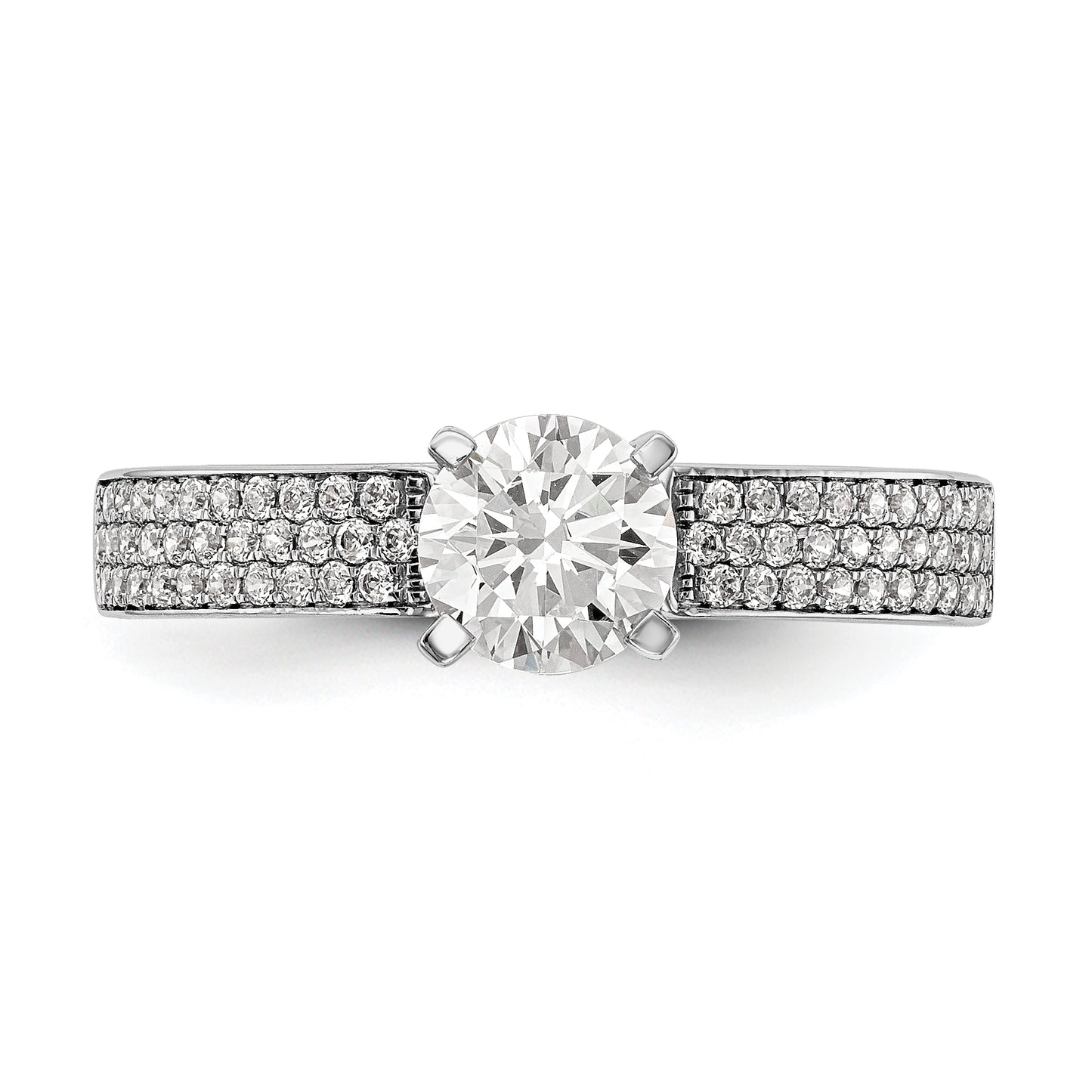 14K White Gold Diamond Peg Set CZ Engagement Ring