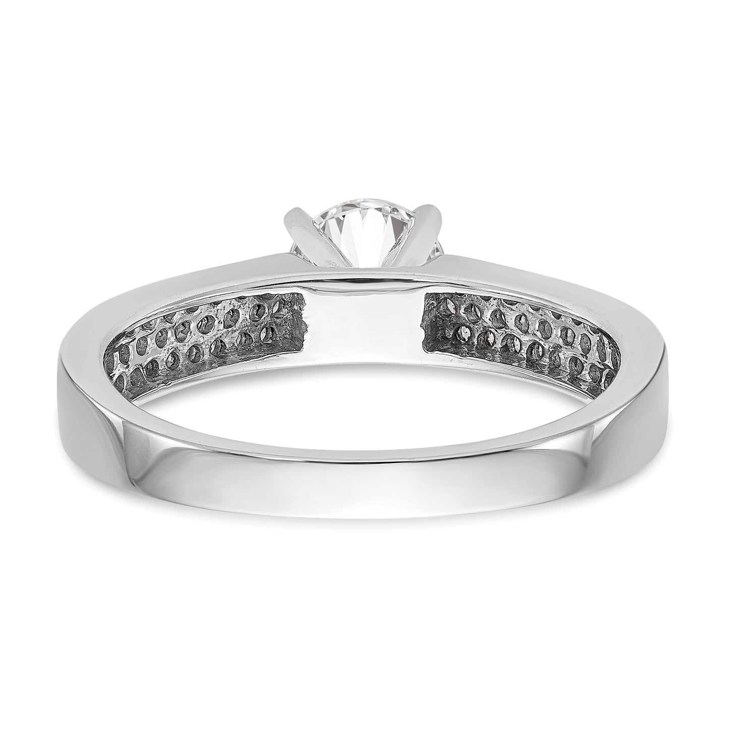 14K White Gold Diamond Peg Set CZ Engagement Ring