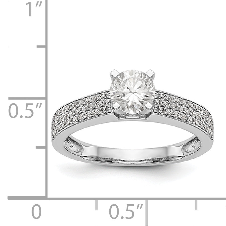 14K White Gold Diamond Peg Set CZ Engagement Ring