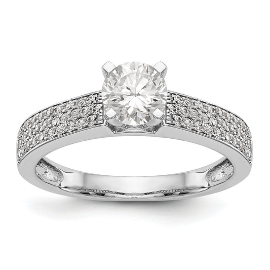 14K White Gold Diamond Peg Set CZ Engagement Ring