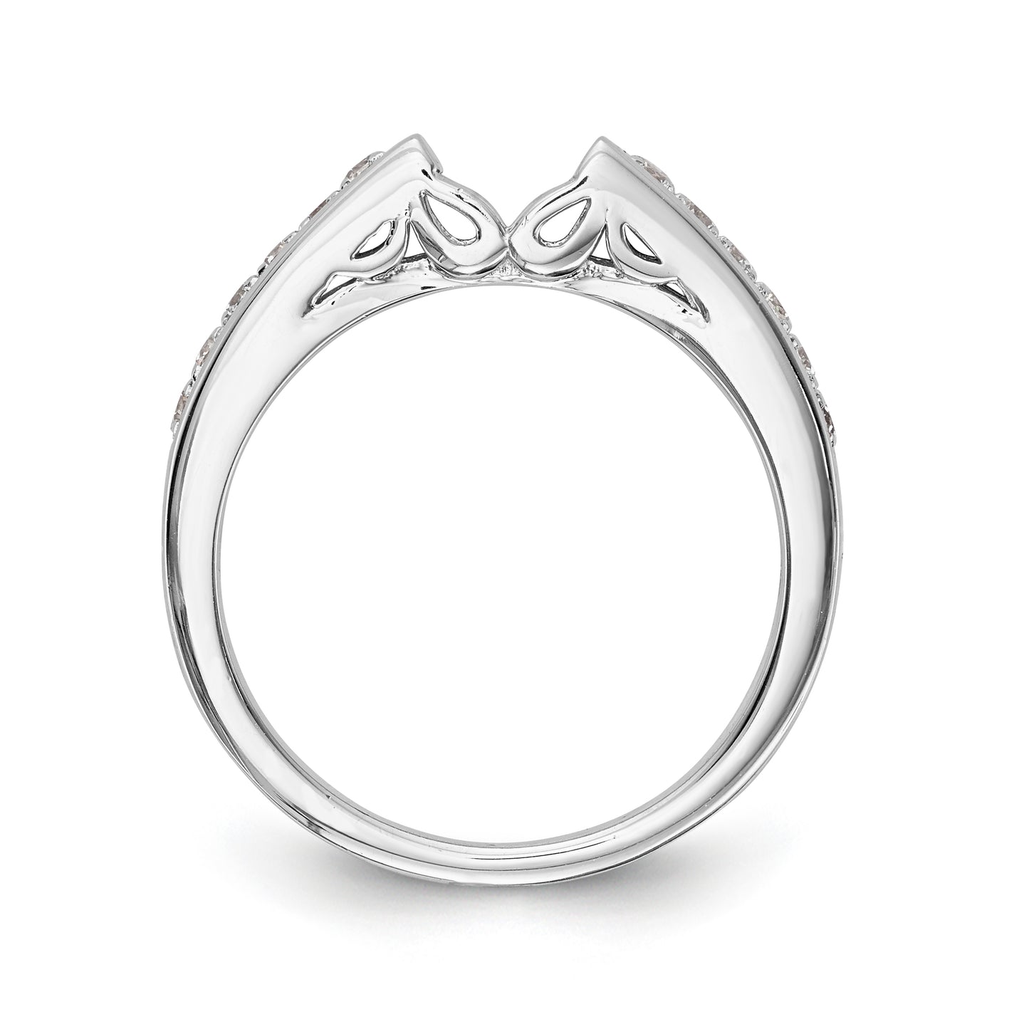 14K White Gold Diamond Peg Set CZ Engagement Ring