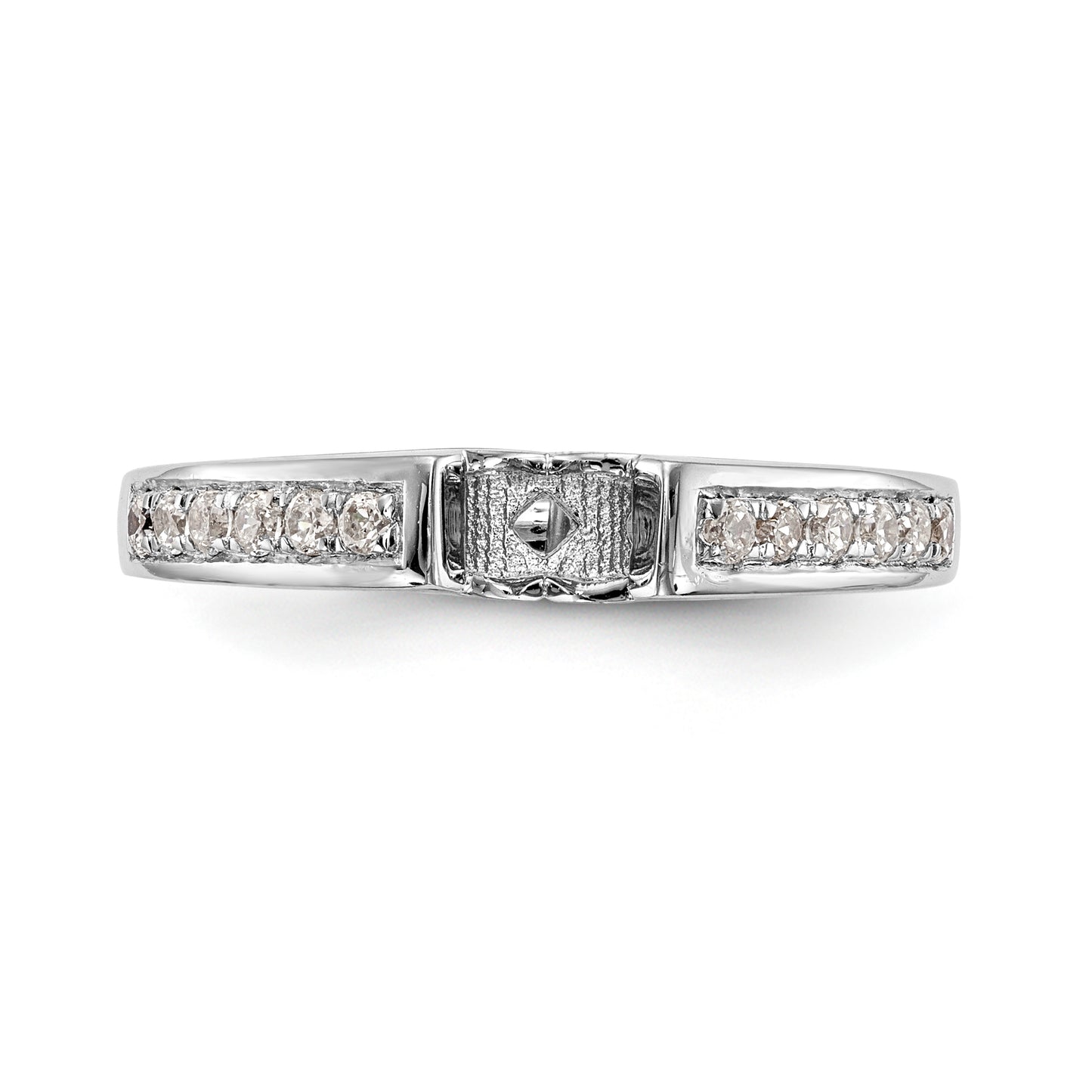 14K White Gold Diamond Peg Set CZ Engagement Ring