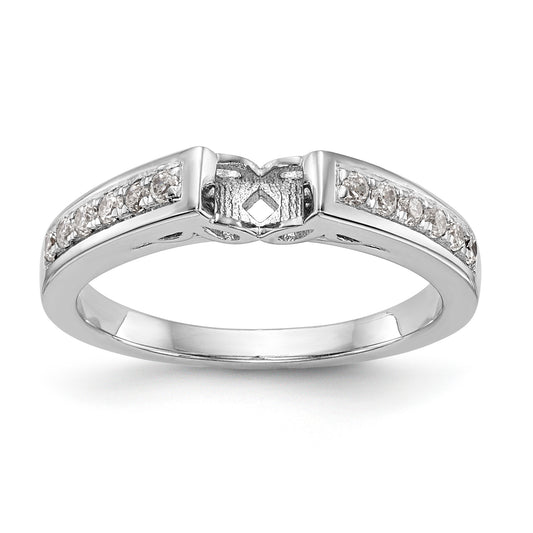 14K White Gold Diamond Peg Set CZ Engagement Ring