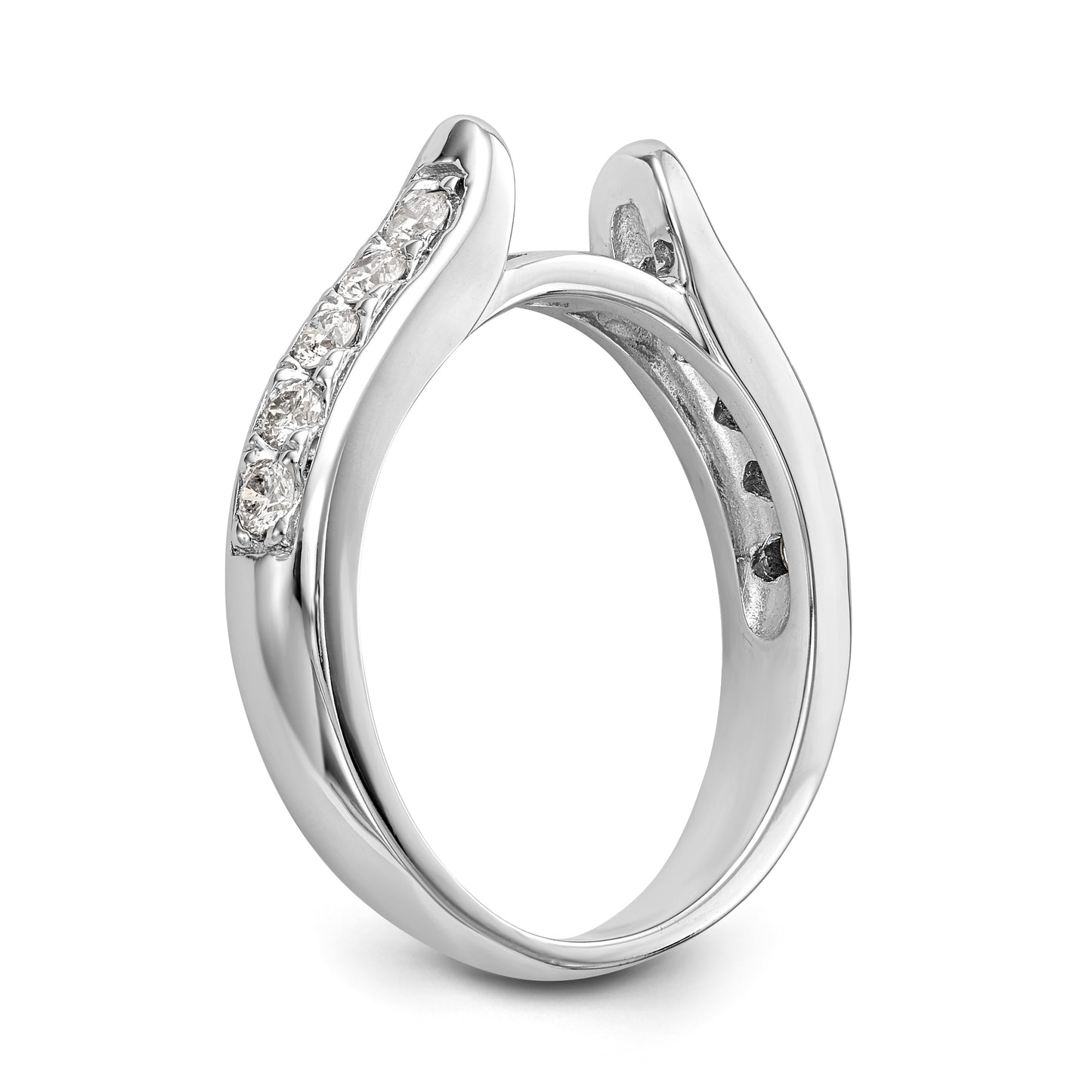 14K White Gold Diamond Peg Set CZ Engagement Ring