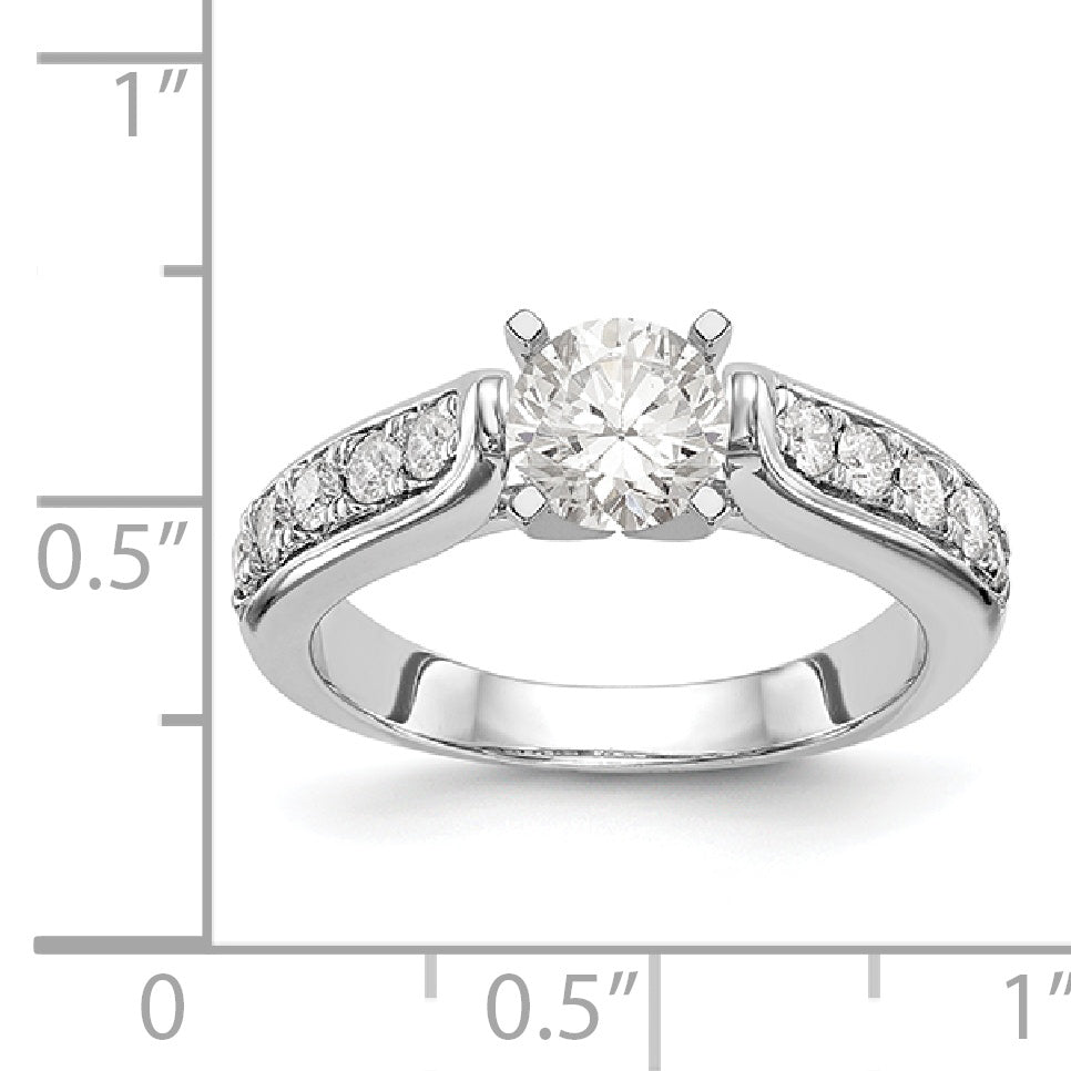 14K White Gold Diamond Peg Set CZ Engagement Ring