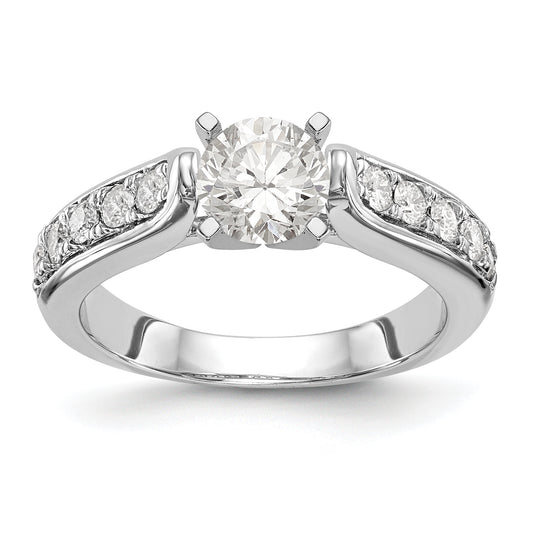 14K White Gold Diamond Peg Set CZ Engagement Ring