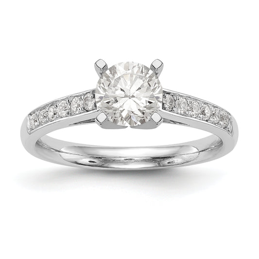 14K White Gold Diamond Peg Set CZ Engagement Ring