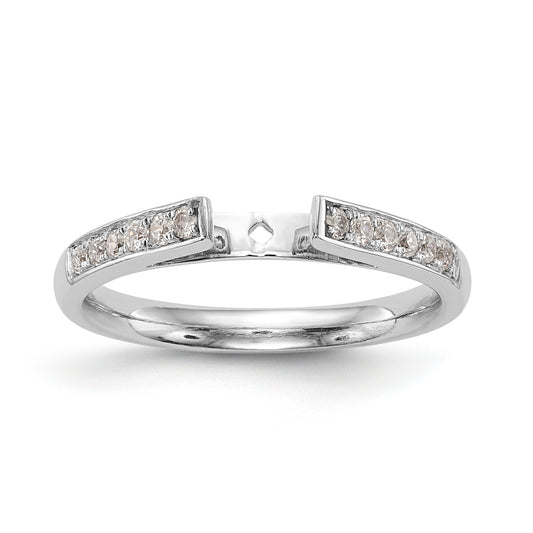 14K White Gold Diamond Peg Set CZ Engagement Ring