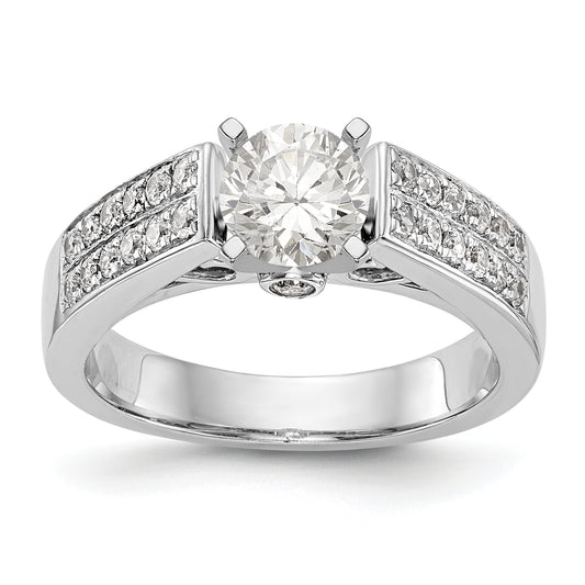 14K White Gold Diamond Peg Set Engagement Ring