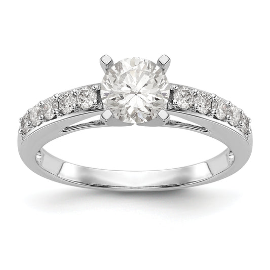 14K White Gold Diamond Peg Set CZ Engagement Ring