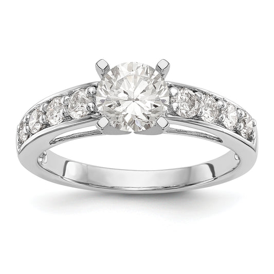 14K White Gold Diamond Peg Set CZ Engagement Ring