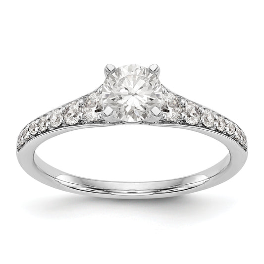 14K White Gold Diamond Peg Set CZ Engagement Ring