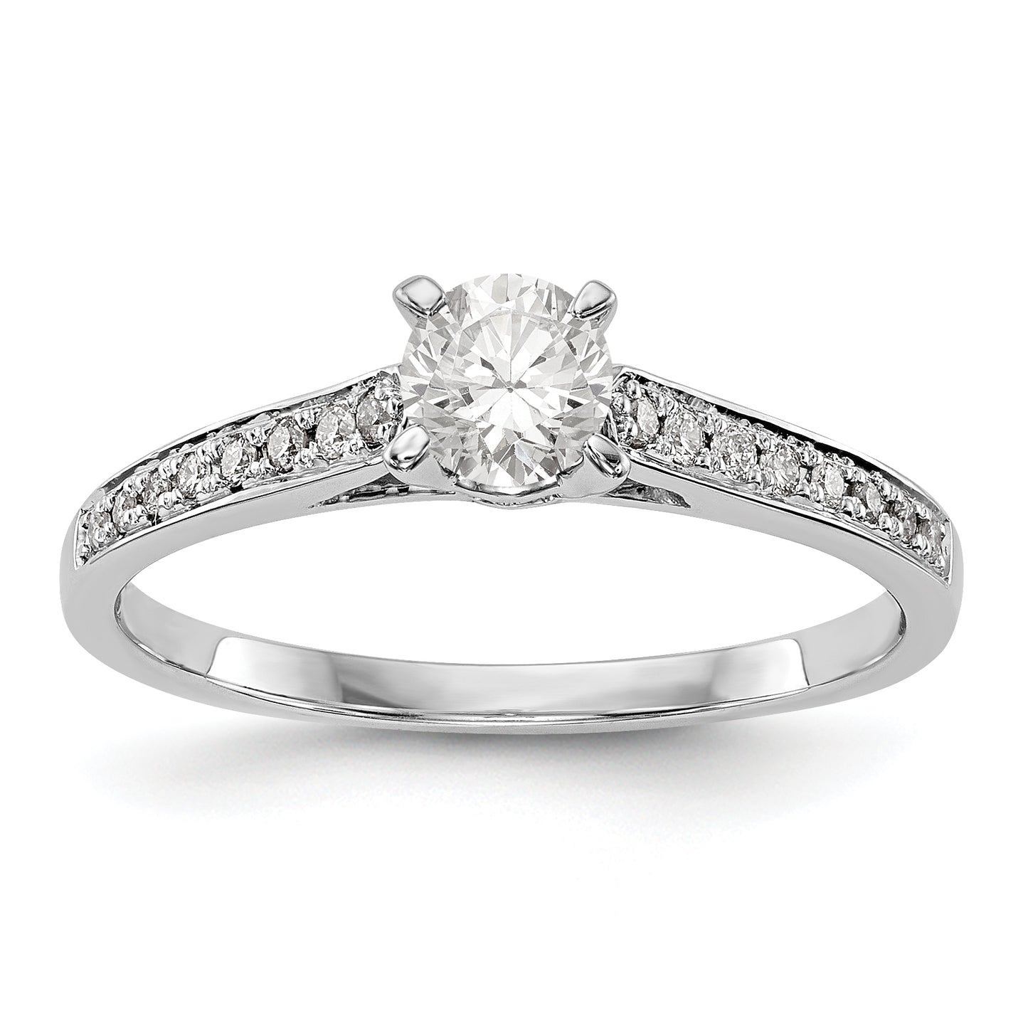 14K White Gold Simulated Diamond Engagement Ring