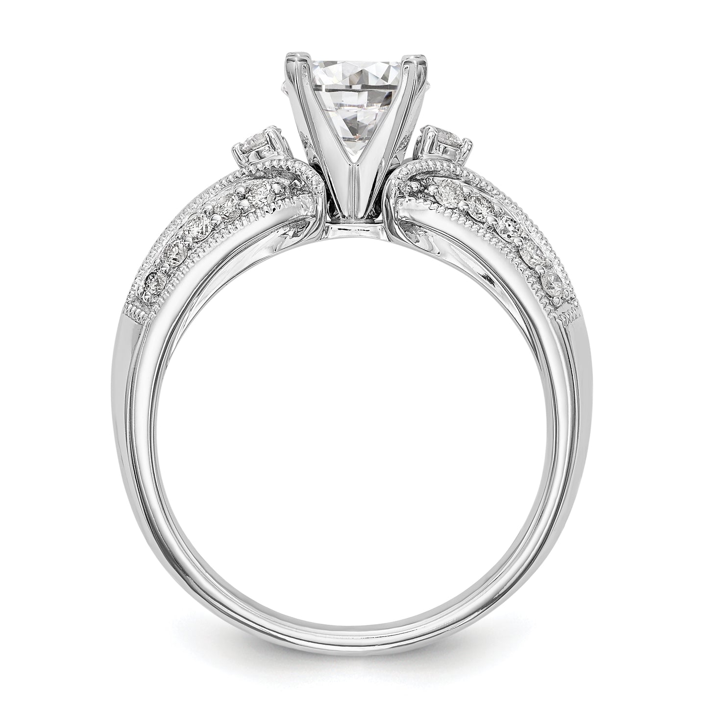 14K White Gold Diamond Peg Set Engagement Ring