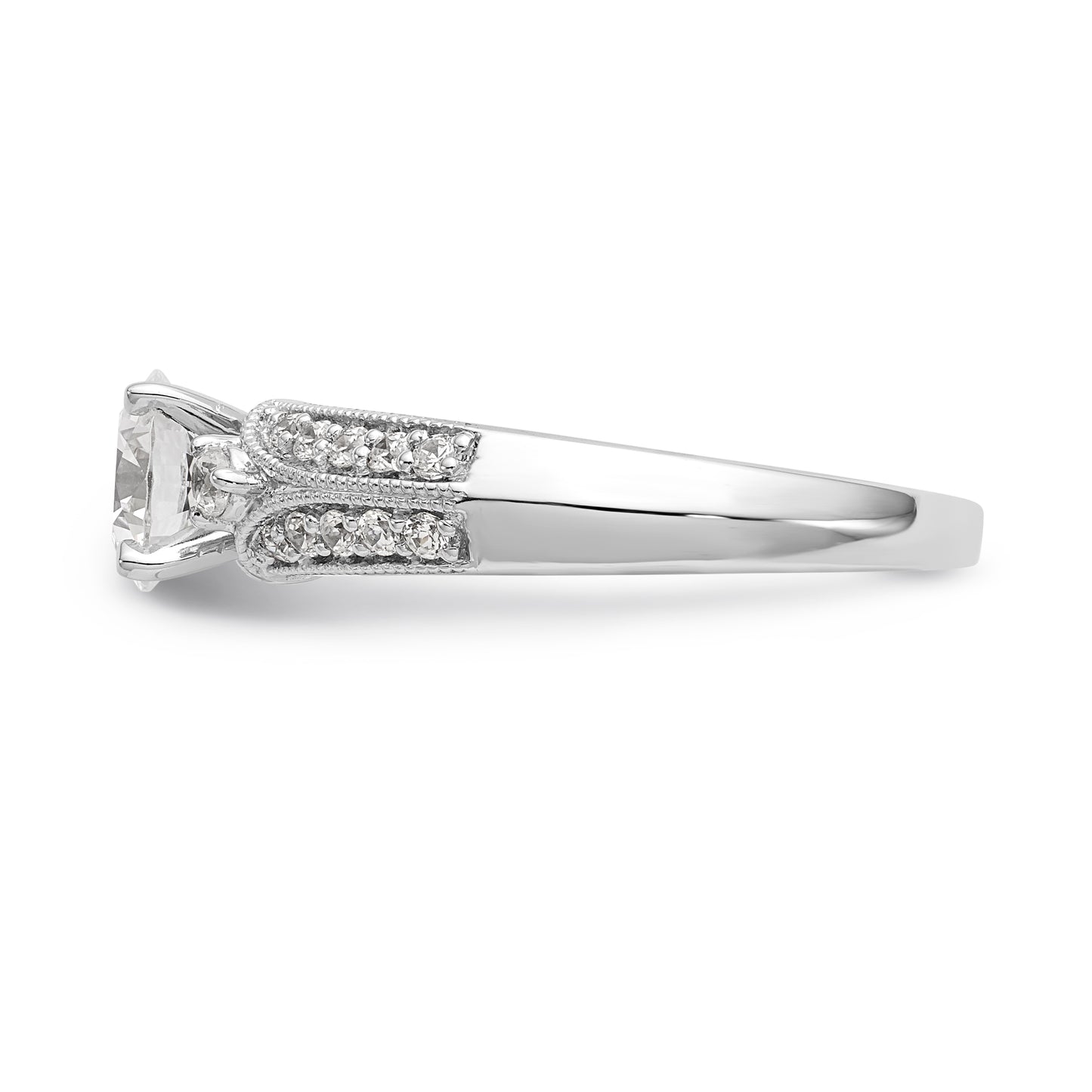 14K White Gold Diamond Peg Set Engagement Ring