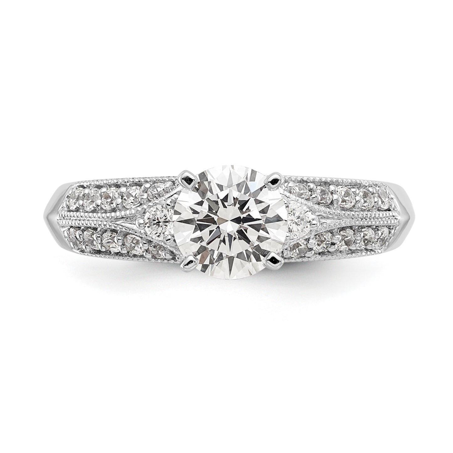 14K White Gold Diamond Peg Set Engagement Ring