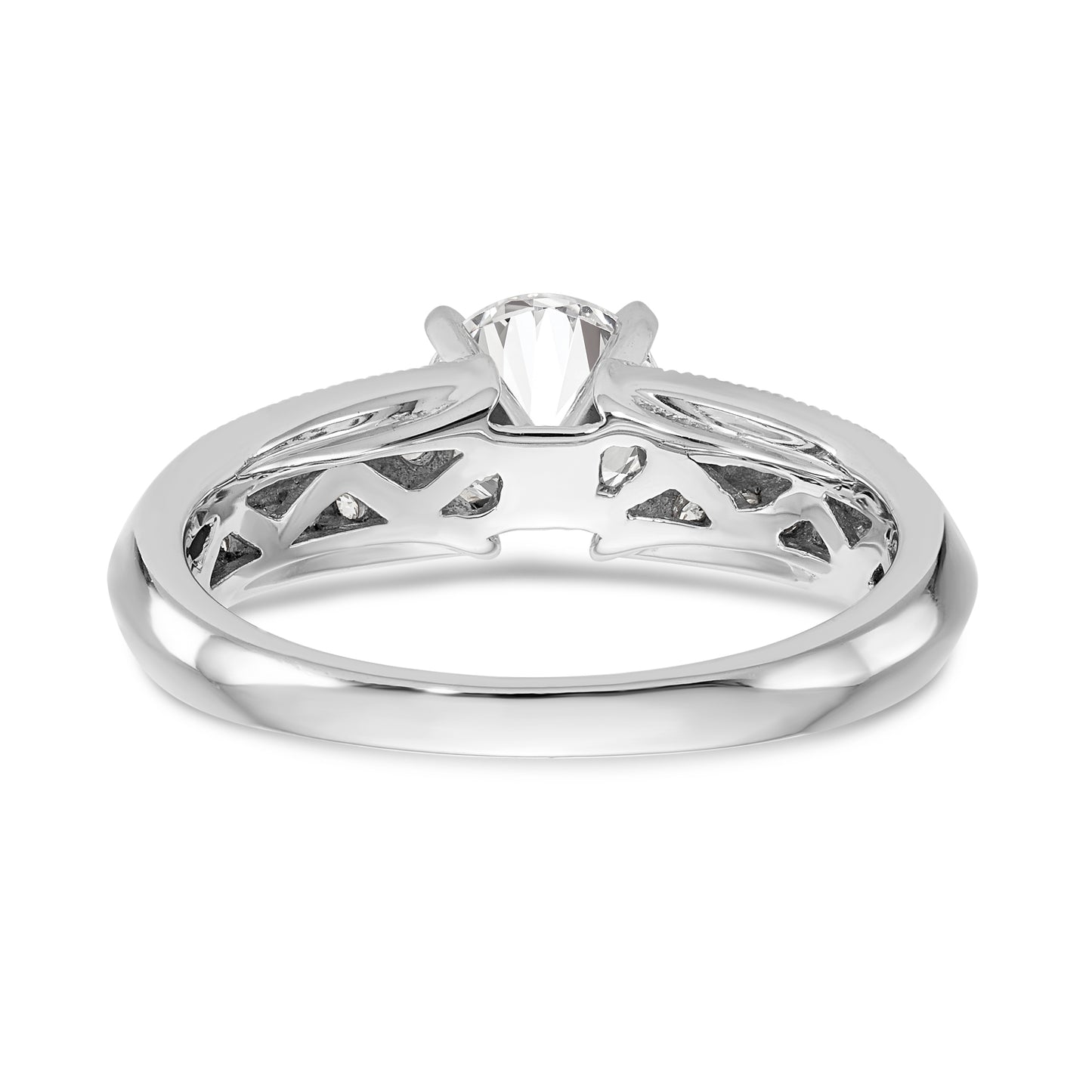 14K White Gold Diamond Peg Set Engagement Ring