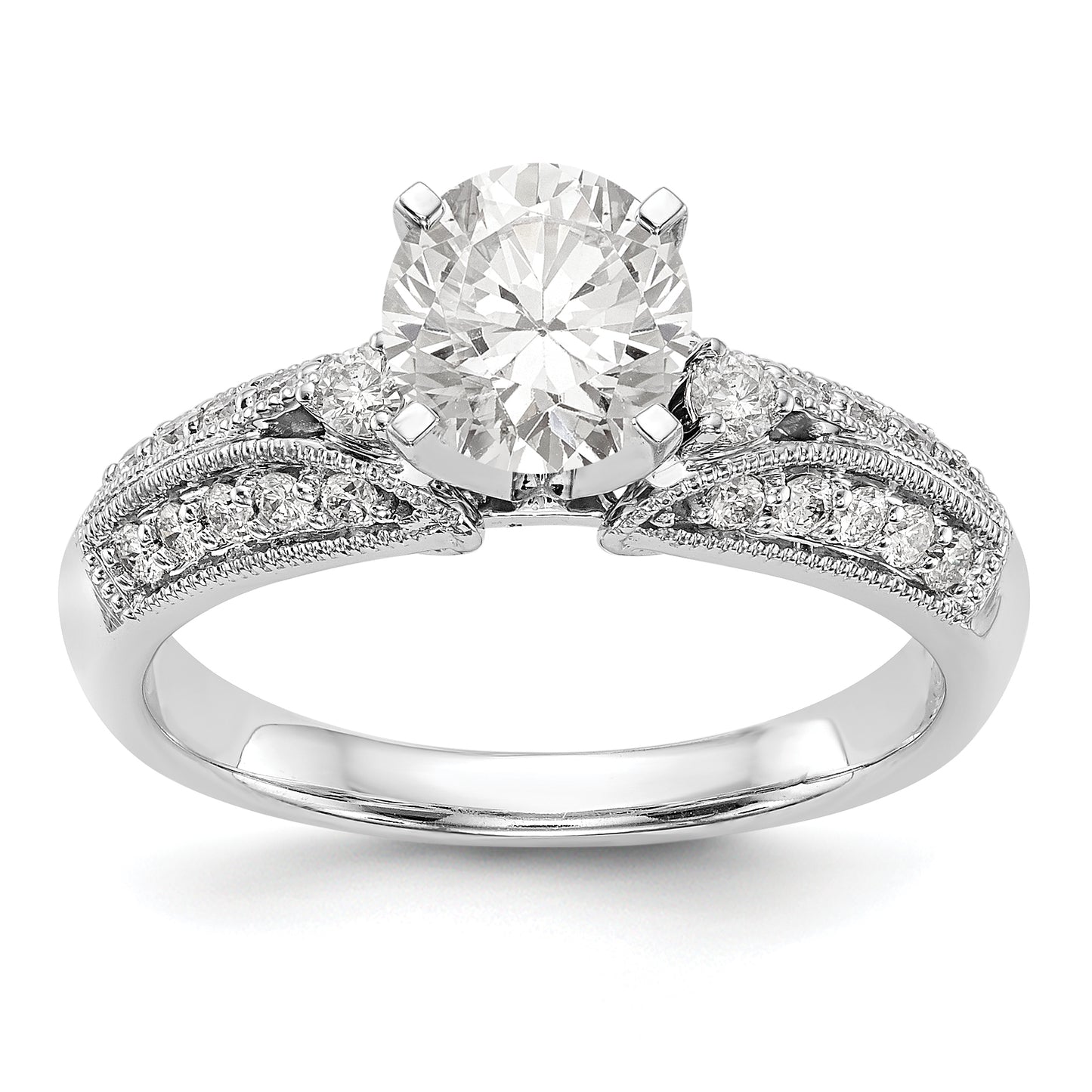 14K White Gold Diamond Peg Set Engagement Ring