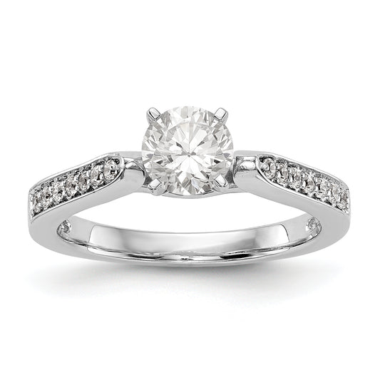 14K White Gold Diamond Peg Set Engagement Ring