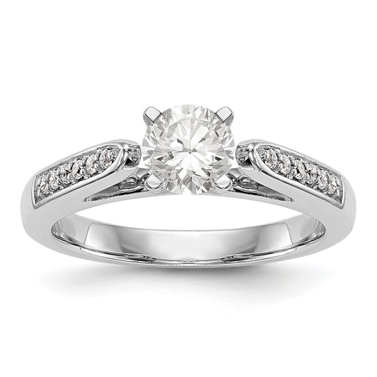 14K White Gold Diamond Peg Set Engagement Ring