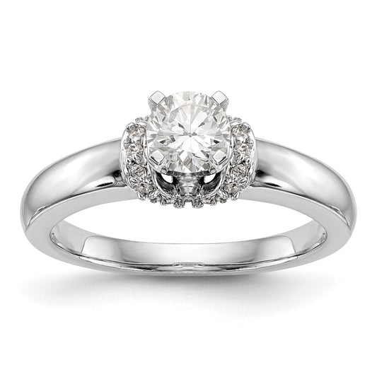 14K White Gold Diamond Peg Set CZ Engagement Ring