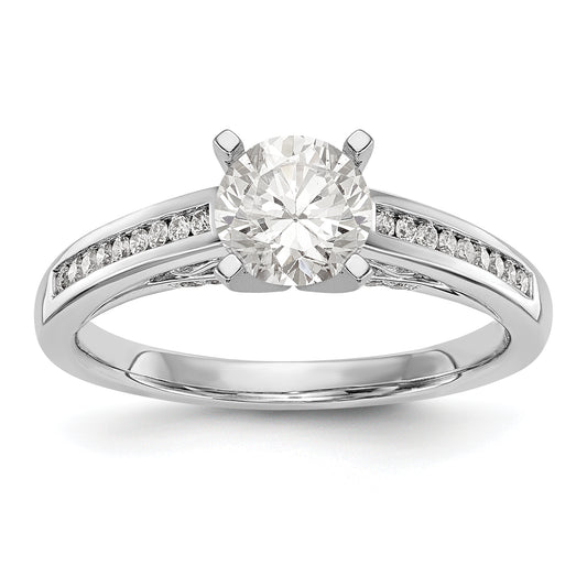 14K White Gold Diamond Peg Set Engagement Ring