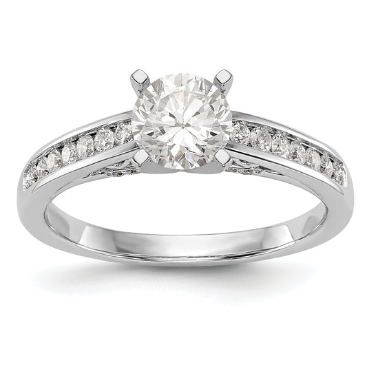 14K White Gold Diamond Peg Set Engagement Ring