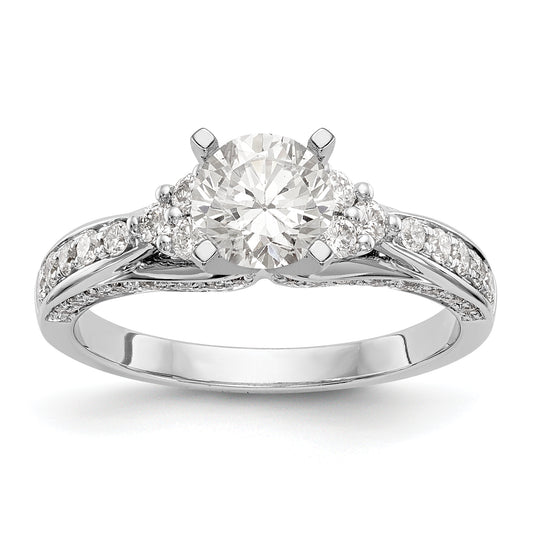 14K White Gold Diamond Peg Set Engagement Ring