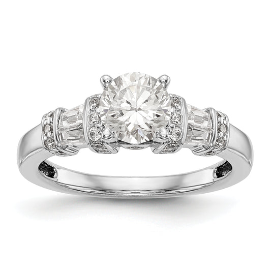 14K White Gold Diamond Peg Set Engagement Ring