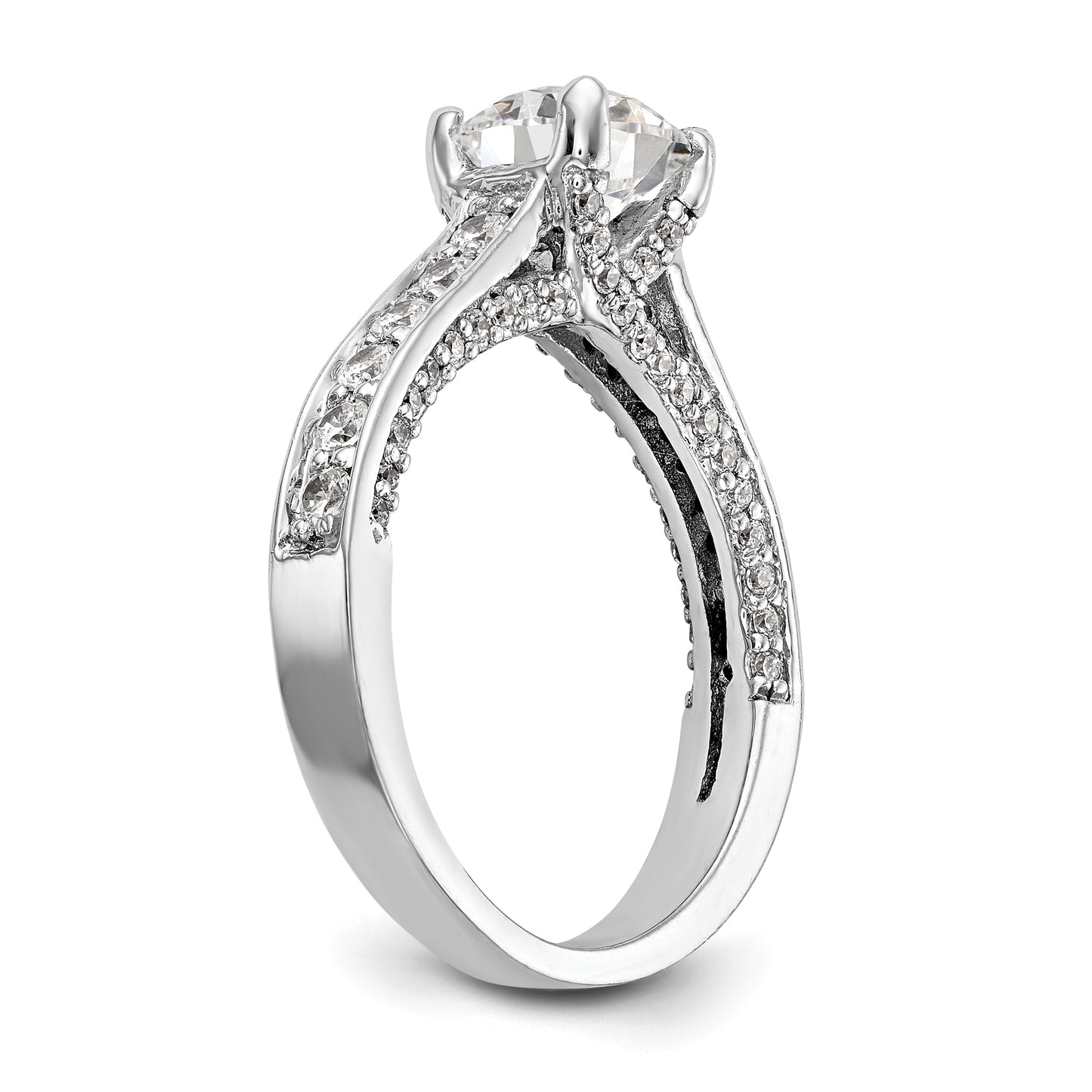 14K White Gold Simulated Diamond Engagement Ring