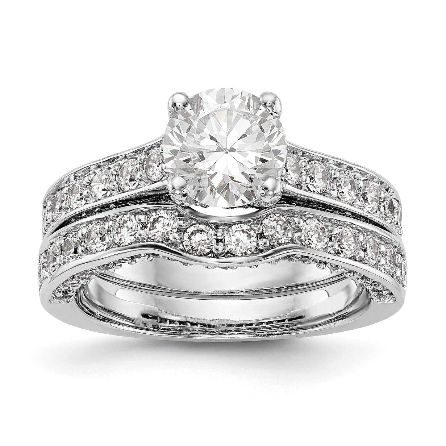 14K White Gold Simulated Diamond Engagement Ring