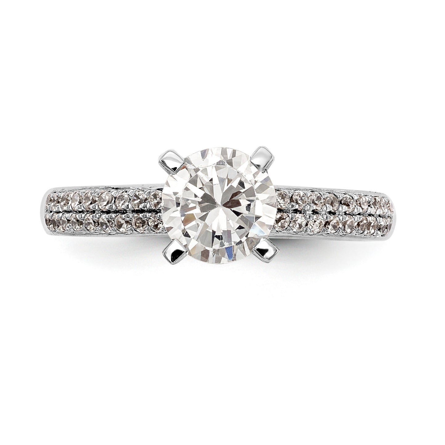 14K White Gold Diamond Peg Set Engagement Ring