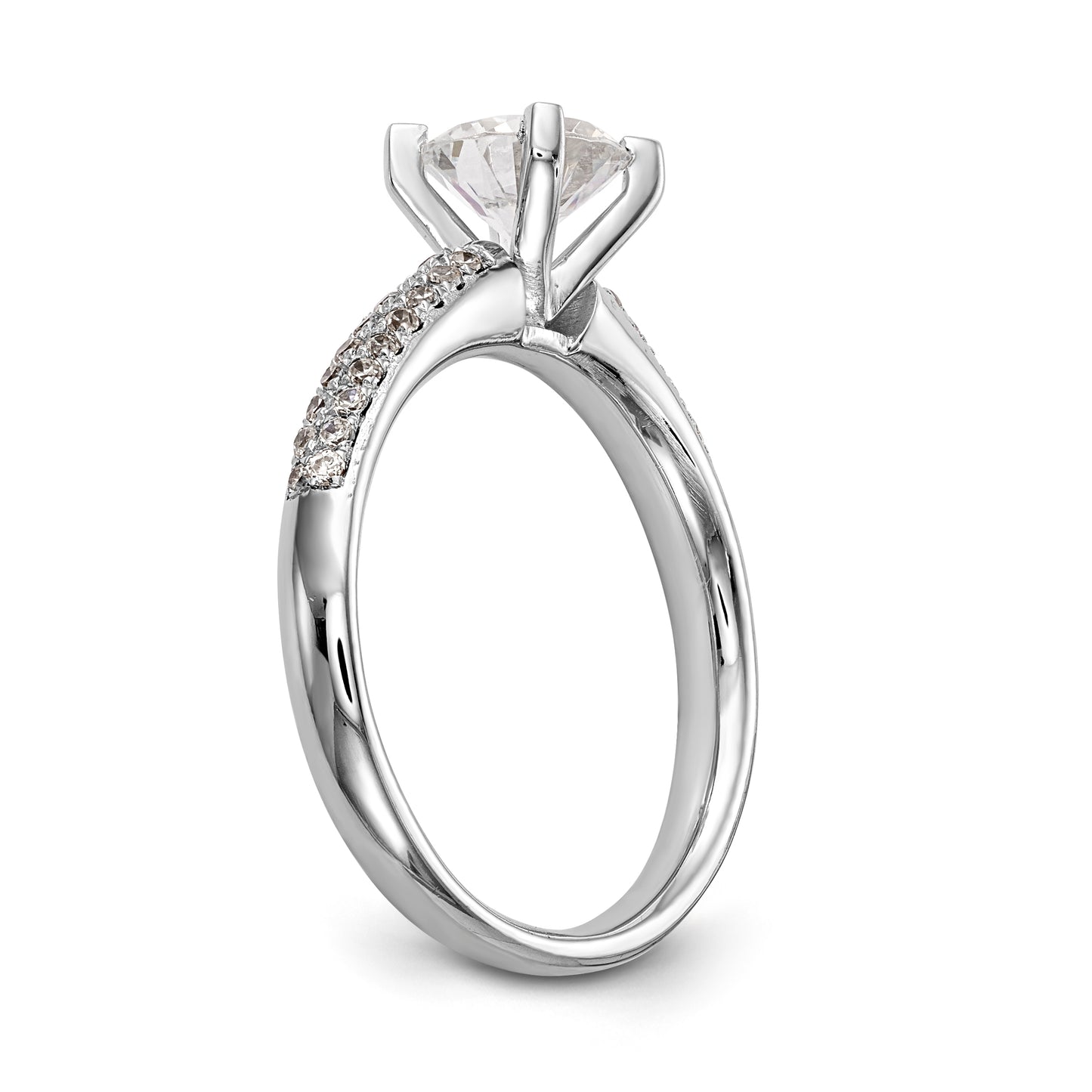 14K White Gold Diamond Peg Set Engagement Ring