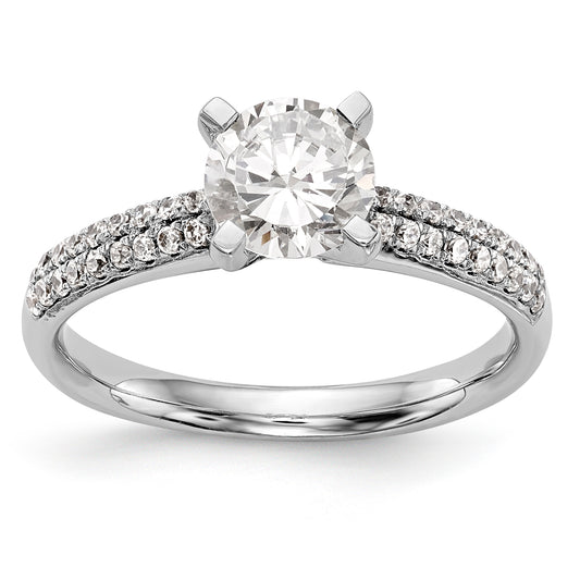 14K White Gold Diamond Peg Set Engagement Ring