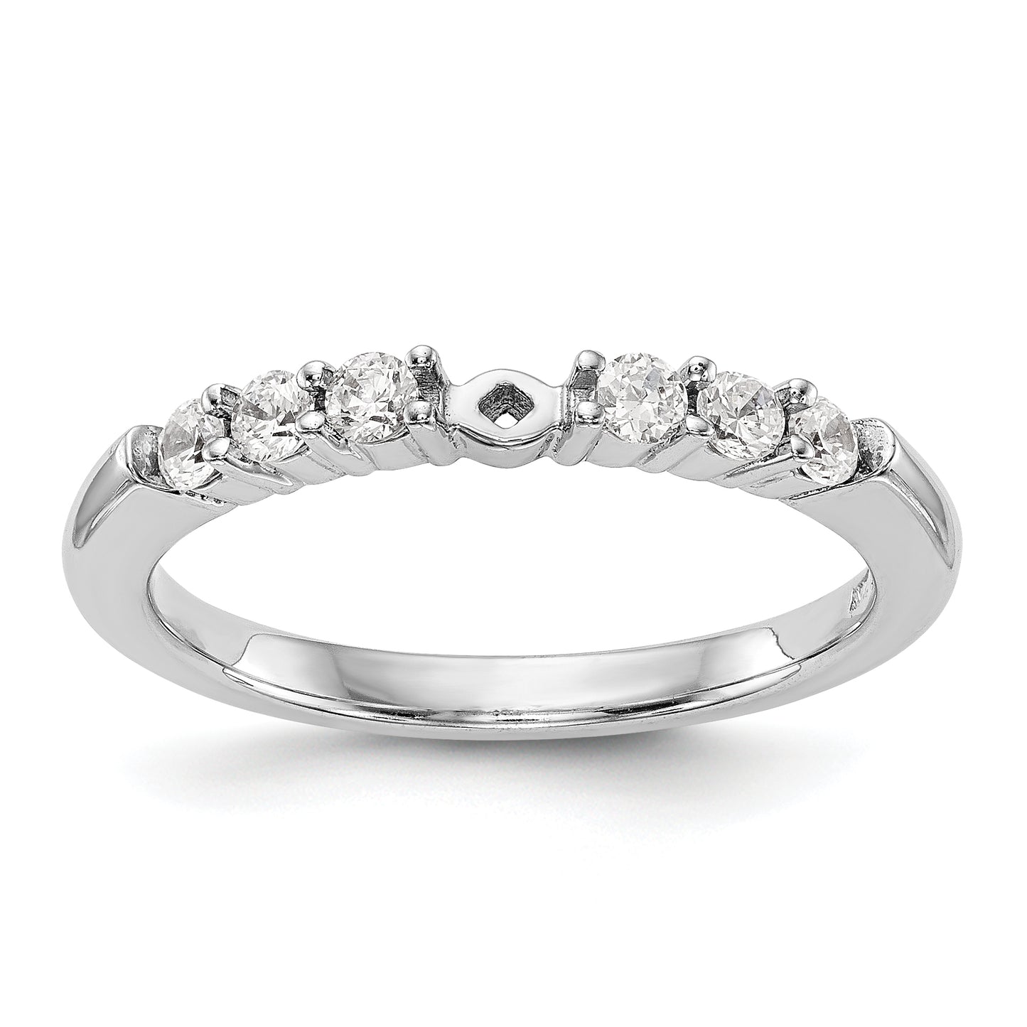 14K White Gold Diamond Peg Set CZ Engagement Ring