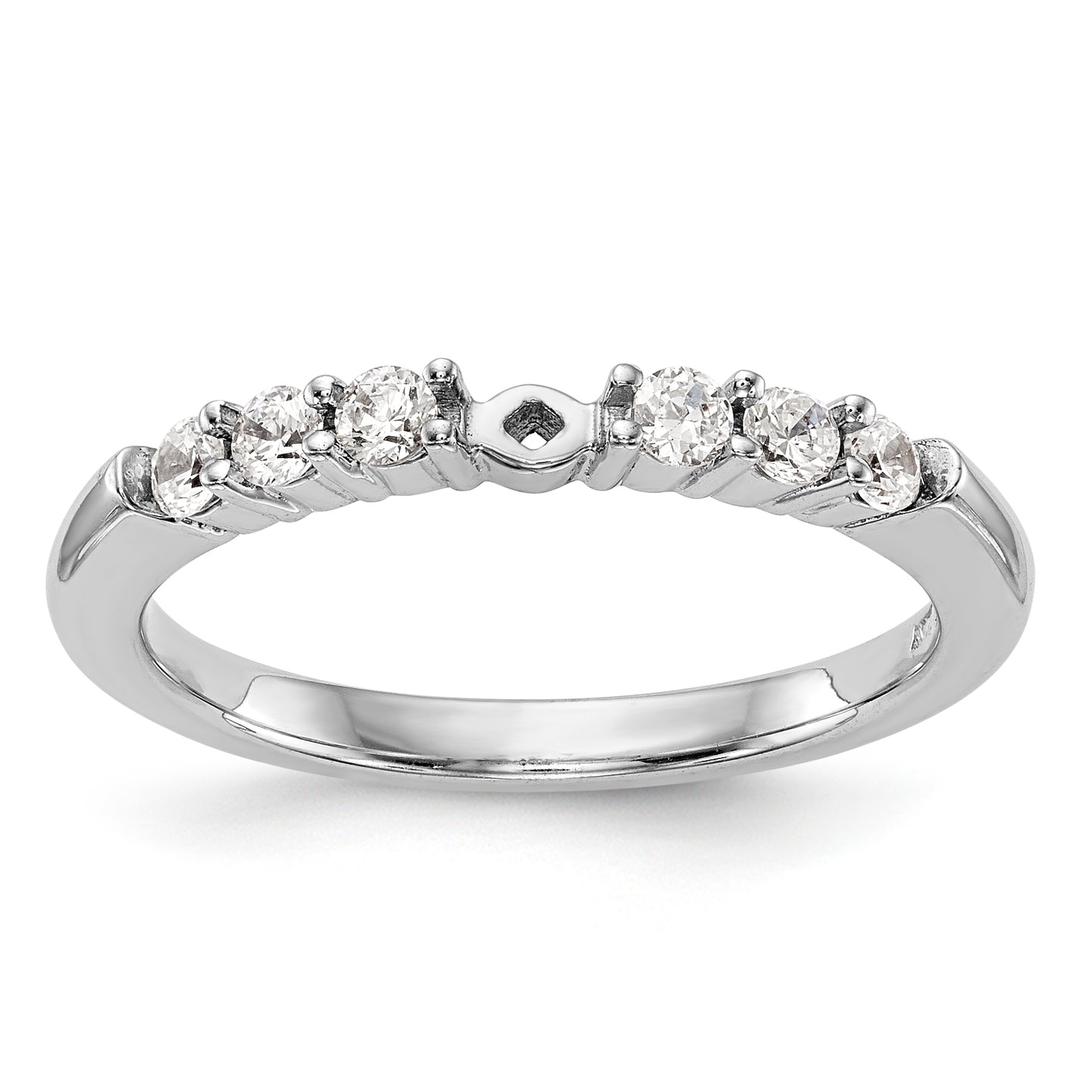 14K White Gold Diamond Peg Set CZ Engagement Ring