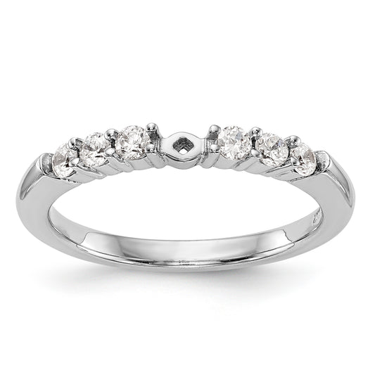 14K White Gold Diamond Peg Set CZ Engagement Ring