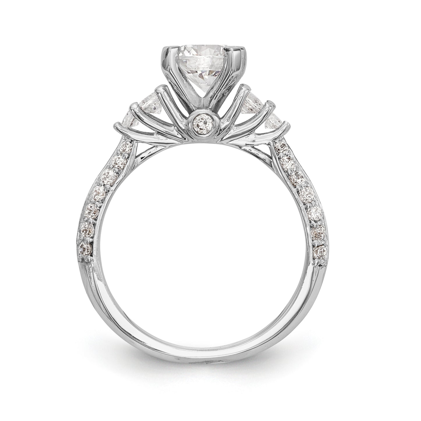 14K White Gold Diamond Peg Set Engagement Ring