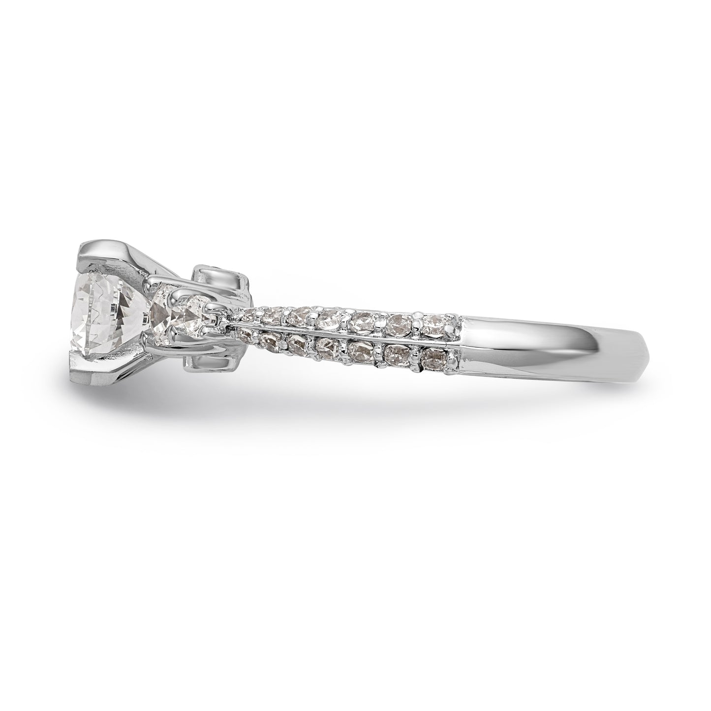 14K White Gold Diamond Peg Set Engagement Ring