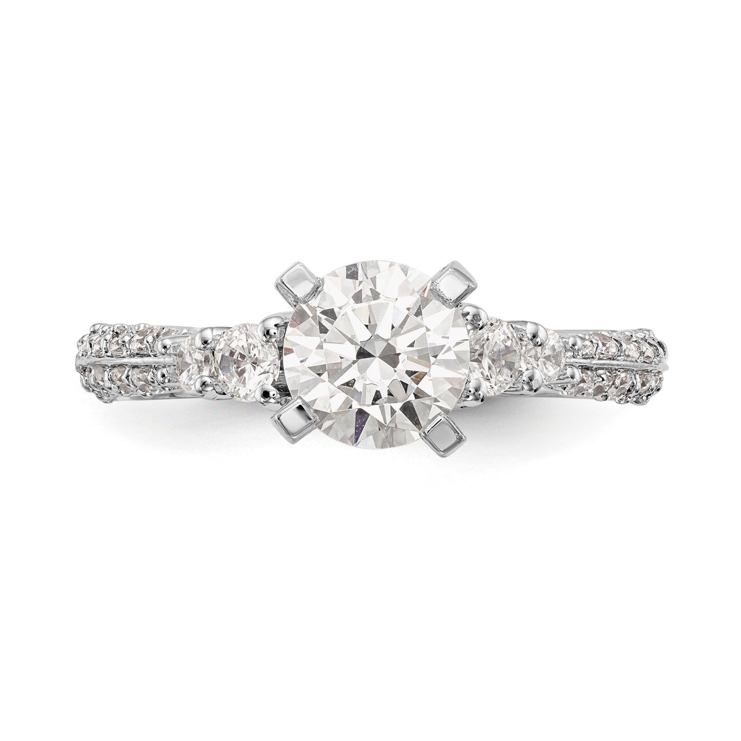 14K White Gold Diamond Peg Set Engagement Ring