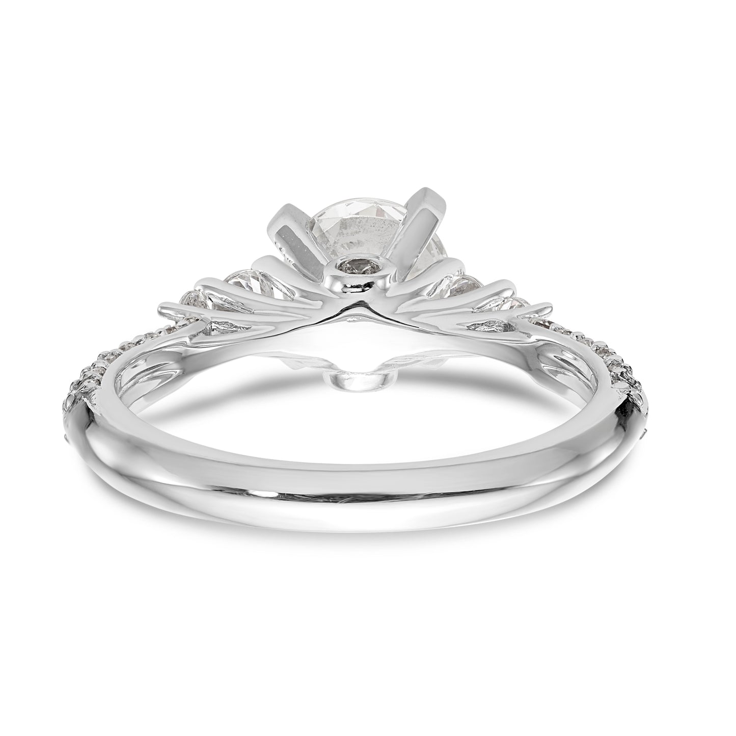 14K White Gold Diamond Peg Set Engagement Ring