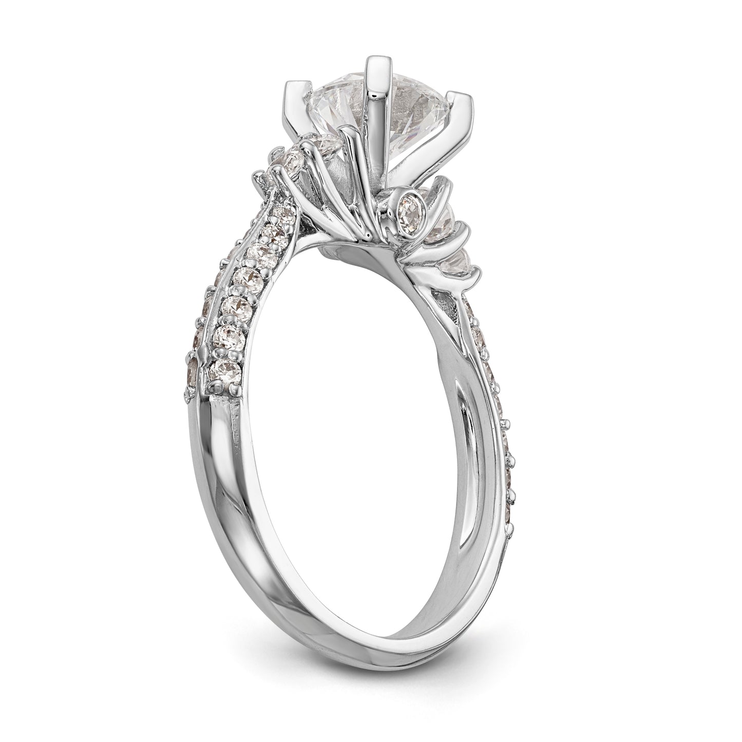 14K White Gold Diamond Peg Set Engagement Ring