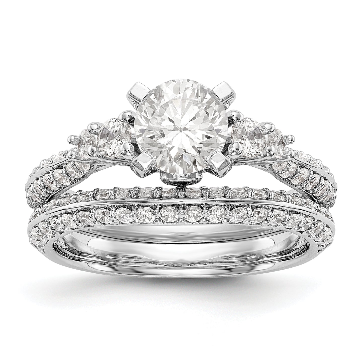 14K White Gold Diamond Peg Set Engagement Ring