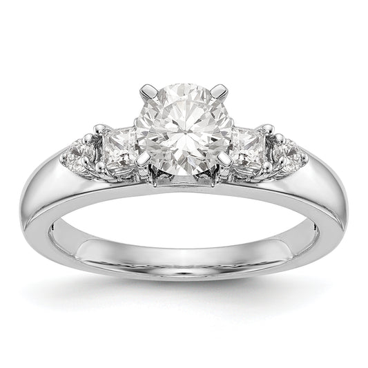 14K White Gold Diamond Peg Set Engagement Ring