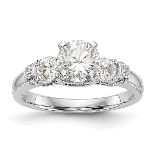 14K White Gold Diamond Peg Set Engagement Ring